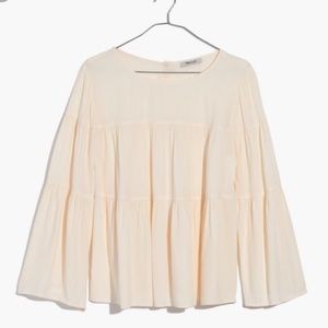 Madewell tiered button back top ivory size L